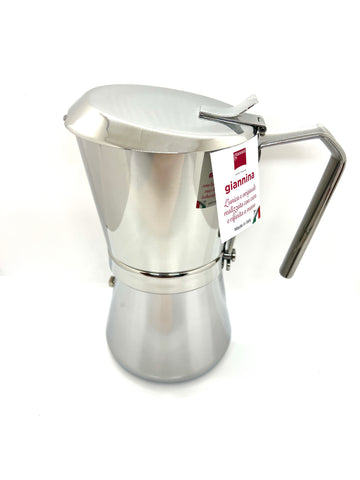 Giannini 6-9 Cup Espresso Moka Pot in Stainless Steel