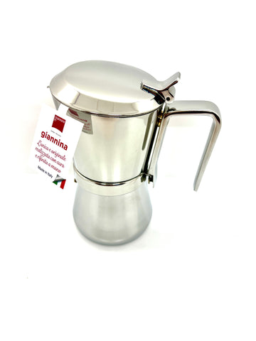 Giannini 3-6 Cup Espresso Moka Pot in Stainless Steel