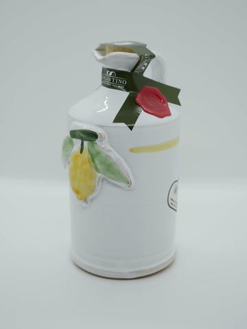 Galantino Premium Medium Fruity Extra Virgin Olive Oil with Lemon, in Handmade, Hand-painted Ceramic Jar, 250ml